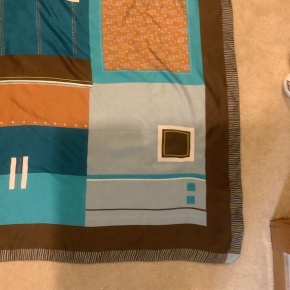 Eximious of London 34” Square Block Print Scarf Made in Italy - Picture 3 of 13